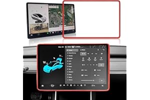 ONKENTET Screen Protector Frame Compatible with Tesla Model 3 Model Y 2024 2023 2022 2021 2020 2019 Screen Edge Protector Cover Center Console Decoration Interior Accessories (Red)