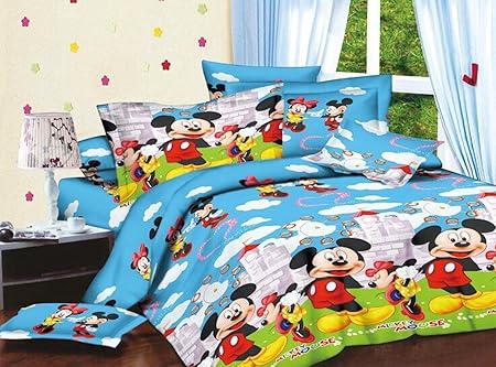 Hargunz Polycotton Floral Double Bedsheet with 2 Pillow covers-multi