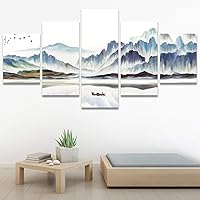 SIGNWIN 5 Panel Canvas Wall Art Abstract Mountain Nature Scenery for Home Decorations Ready to Hang - 60