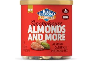 Blue Diamond Almonds, Mixed Nuts Smokehouse Flavored Deluxe Snack Nuts, Almonds, Pistachios, and Cashews, 14oz. Can (Pack of 1)