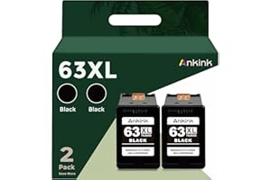 Ankink 4x Capacity 63XL Black Ink Cartridges 2 Pack Replacement for HP Ink 63 XL for Officejet 3830 4650 4652 4655 5200 5252 5255 5258 Envy 4520 4512 Deskjet 1112 2132 3630 3632 Printer HP63 HP63xl BK