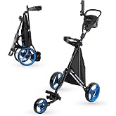 PRECISE Cruiser - 3-Wheel Golf Push Cart | Foot Brake, Stabilizer Rods, Folding Trolley, Ergonomic Handle, Storage Bag, Scorecard, Cup Holder, Black
