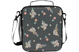 AUUXVA Koala Flowers Cute Kids Lunch Bags for Girls Boys Insulated Lunch Box Thermal Lunchbox Tote Bag with Adjustable Strap Leakproof Durable Lunch Cooler for Children Women School Work