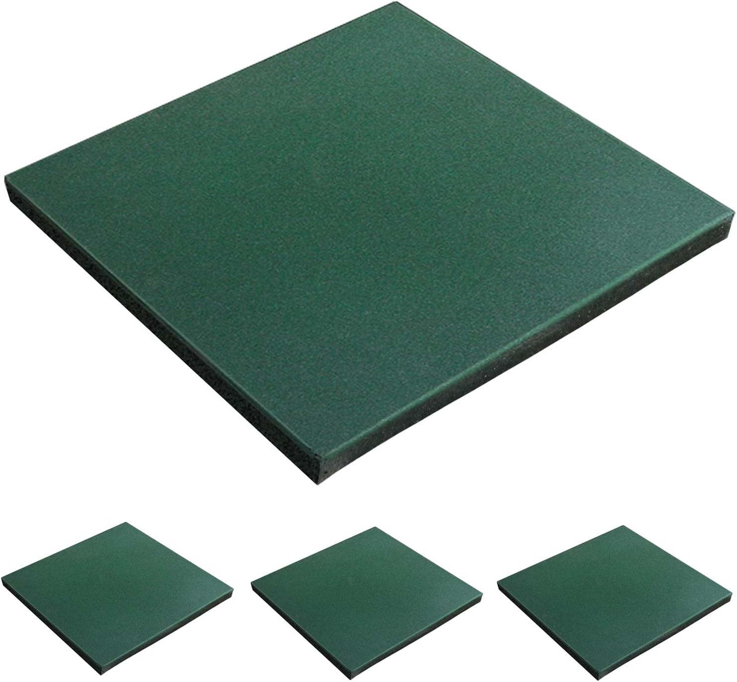 MYOYAY 4 Pack Eco-Sport Interlocking Tiles 20"x20"x1.2" Heavy Duty Rubber Tile Green Non-Slip Flooring Mat for Playground Park Gym Indoor and Outdoor, Cover 11.12 Sq.Ft: Sports & Outdoors