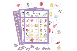 CMHIE 24 Players Spring Party Bingo Game Cards, Animal Bingo Game for Large Group, Hike Camping Party Bingo Game Activity for Family Friend Adult Holiday -02