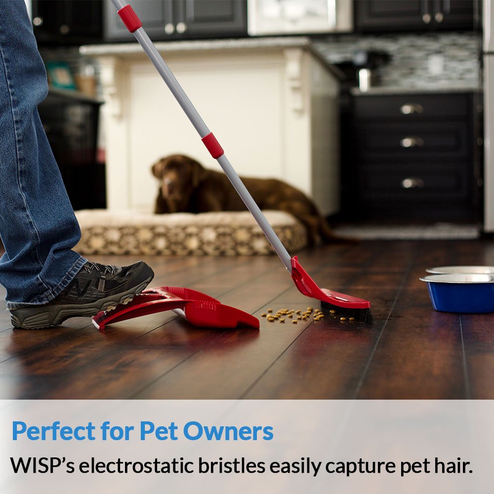 WISPsystem Telescoping Broom And Dustpan With WISPaway Hanger And