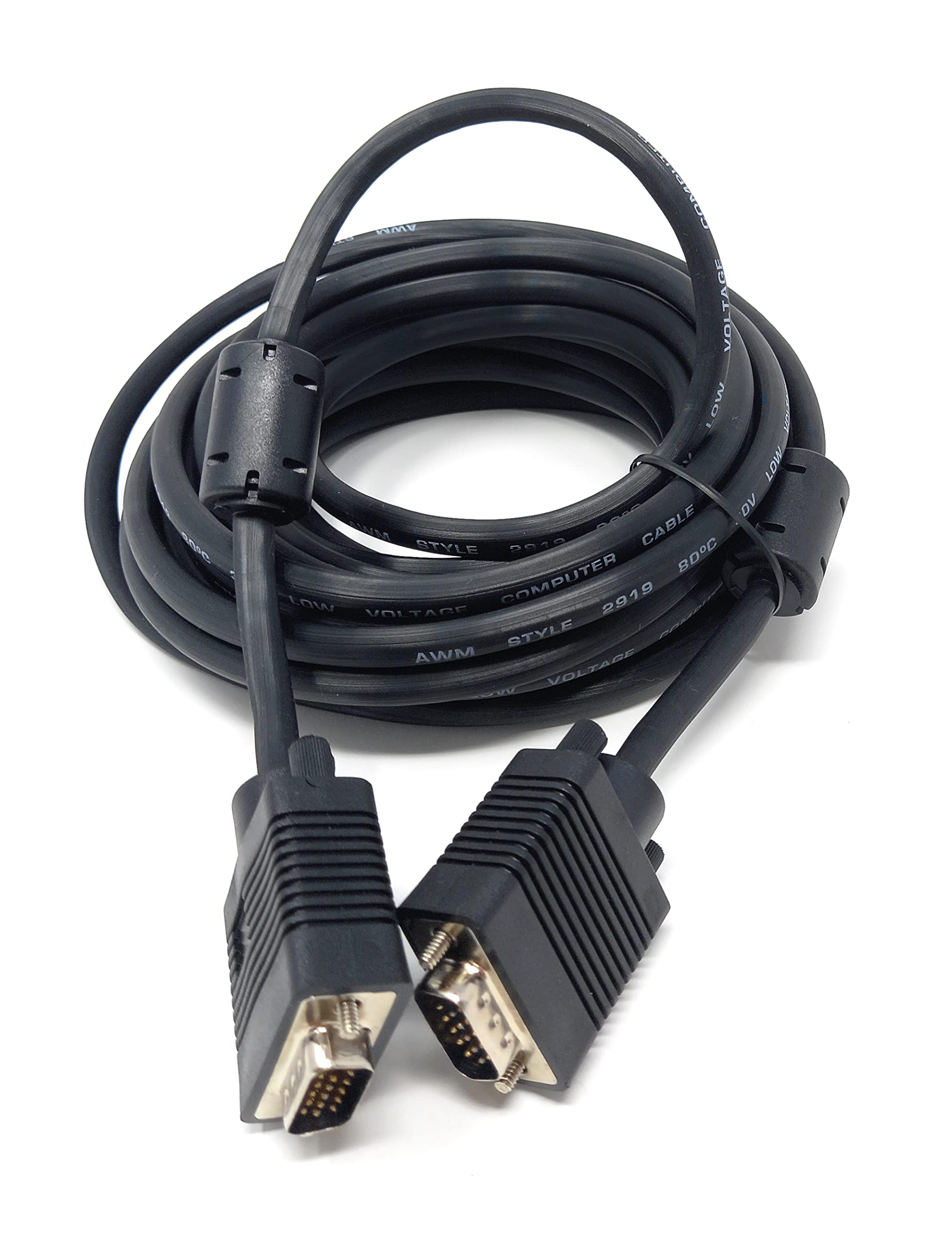 7m VGA to VGA Cable 15 pin SVGA Male to Male for Monitor Computer PC Laptops TV Projectors Extension Lead, HD15 All Data Pins Connected 23ft Black