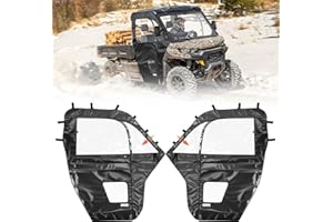 KEMIMOTO Full Soft Doors with Open Slot for Side Mirrors Compatible with Can Am Defender HD 7/8/9/10 DSP XT XMR 2017-2025 Cab Enclosure YKK Zipper Full Windshield Panel Accessories 2 Doors