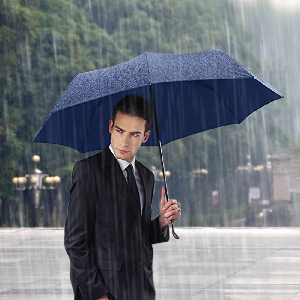 JB Large Windproof Compact Travel Rain Umbrella Auto Open Close for Men Women 10Ribs 46\