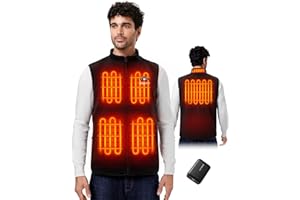 WASOTO Heated Vest for Men Fleece Vest 16000mAh Battery Pack Charger Included Rechargeable Lightweight for Hunting Work