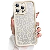 KANGHAR Case for iPhone 15 Pro Max Leopard Printed Pattern Cute Cheetah Phone Case Soft TPU Shockproof Protective Cover for iPhone 15 Pro Max 6.7 Inch Beige with Gray Prints