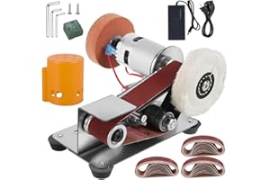 TZDXFGL Mini Sander, 15 Electric Grinder, 7-Speed Knife Sharpener, Heavy Duty Sander w/30 Sanding Belts, Electric Grinding Machine for Metal Jewelry