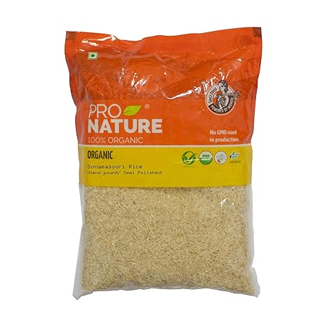 Pro Nature 100% Organic Sonamasoori Rice, Semi Polished, 1kg