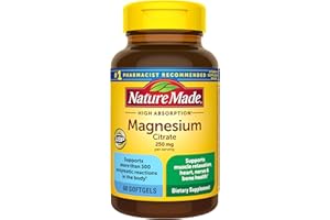 Nature Made Magnesium Citrate 250 mg per serving, Magnesium Supplement for Muscle, Nerve, Bone and Heart Support, 60 Softgels, 30 Day Supply