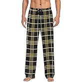 Pajama Pants for Men Yellow Black Buffalo Plaid Mens Pajama Bottoms Lounge Pants S