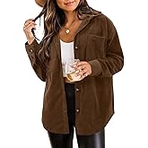 ZOLUCKY Womens Shackets Jacket Plus Size Long Sleeve Button Down Shirts Blouses Tops