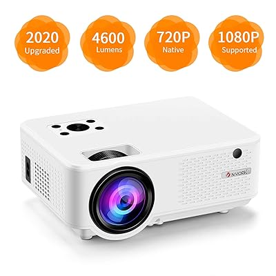 Nyork Mini Projector, [2020 Upgraded] 4600 Lumen Video Projector, 1080P Supported 210" Display, 55,000 Hours Lamp Life, Compatible with Phone,Computer,Laptop,USB,HDMI,VGA