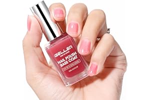 GELLEN 4‑in‑1 Clear Nail Polish Base Coat Sheer Tinted Red, Ridge Filler, Nail Strengthener & Concealer, Calcium Formula Strengthen Nails, Natural Color Enhance Natural Look, HEMA Free, Anti Yellow