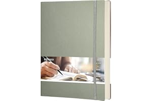 EMSHOI College Ruled Composition Notebook - Large B5 Notebook Lined Journal Leather with Free Sticky Notes, 204 Numbered Pages,100gsm Thick Lined Paper, Softcover, 7.5"x10"-Green