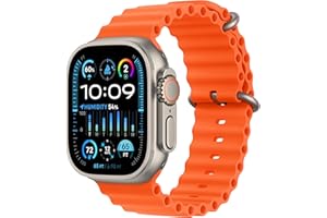 Apple Watch Ultra 2 [GPS + Cellular 49mm] Smartwatch with Rugged Titanium Case & Orange Ocean Band One Size. Fitness Tracker, Precision GPS, Action Button, Extra-Long Battery Life