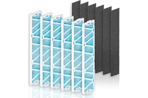 Aliveair 6-Pack MAC-408FT-E Replacement Filter and 6-Pack Carbon Filter Compatible with Mitsubishi Electric MAC-408FT-E MSL-GL15NA Air Conditioner Filter