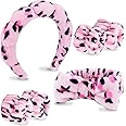VELSCRUN 6 Pack Hairband, Makeup Headband, Face Wash Headband, Skincare Headbands, Leopard Print-Pink, Microfiber, One Size Fits All, Ideal Gift for Women