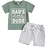 Kupretty Toddler Baby Boy Summer Clothes Letter Graphic Short Sleeve Shirt T-Shirt Tops + Casual Shorts Outfit Set