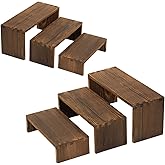 Jerbikas 3-Tier Wood Display Riser 2 Set, Tiered Display Stand for Food, Kitchen, Desk & Party - Solid Pine Wooden Shelf & Organizer for Plants, Collectibles, Office (9.5/8.5/7.5 In)