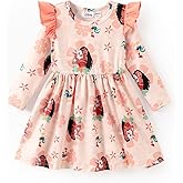 Disney Princess Frozen Elsa Minnie Mickey Stitch Ruffle Sleeve Dress A Line Long Sleeve Kids Clothes Baby to Toddler