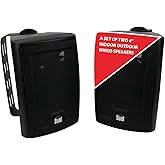 Dual Electronics LU43PB 4" 3-Way High Performance Outdoor Indoor Wired Speakers | Effortless Set Up | Home, Pool, Patio, Garage Use | Weather Resistant | Expansive Stereo Sound Coverage | Black