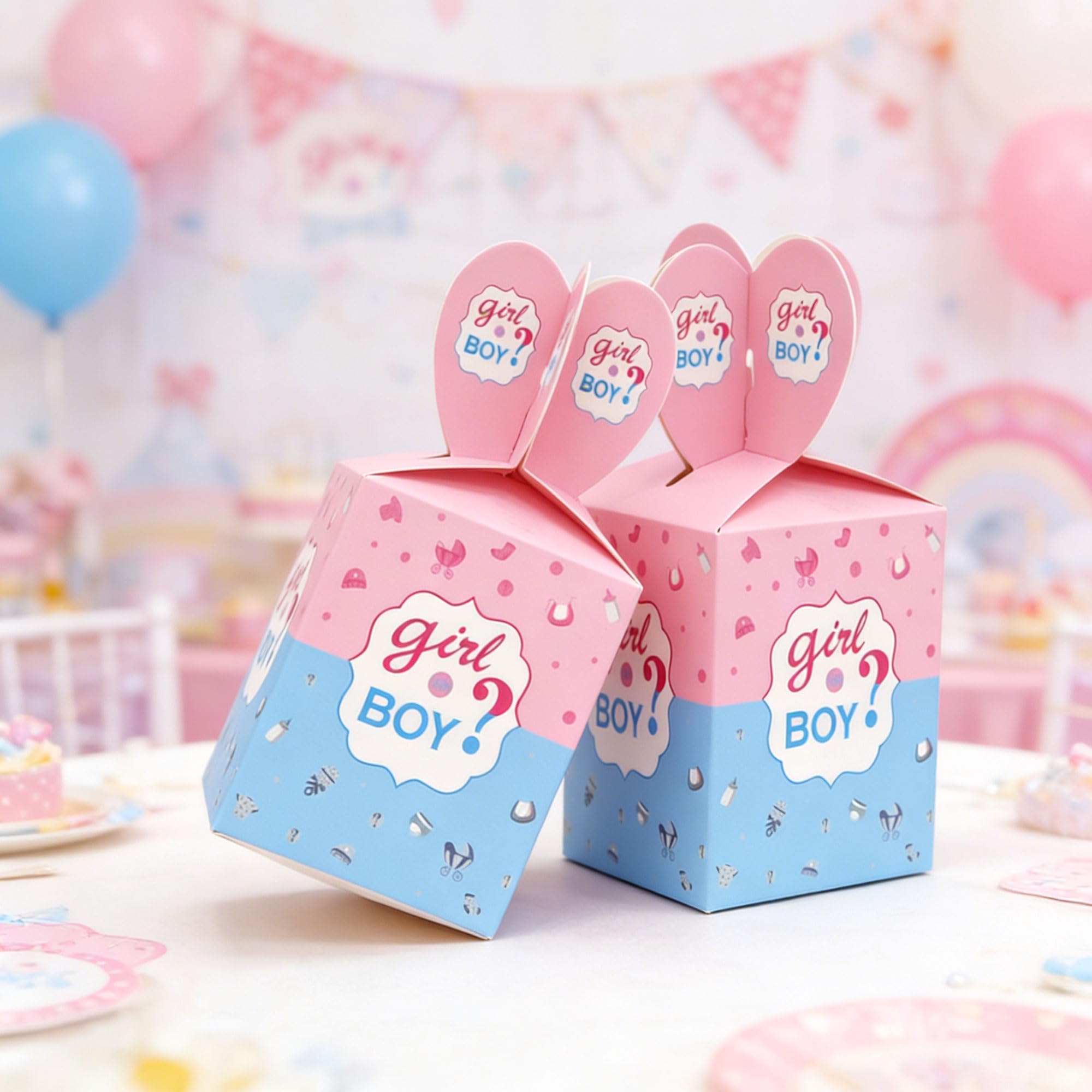 12 PCS Gender Reveal Paper Popcorn Boxes Popcorn Candy Favor Treat Boxes Boy or Girl Party Supplies for Baby Shower Gender Reveal Party