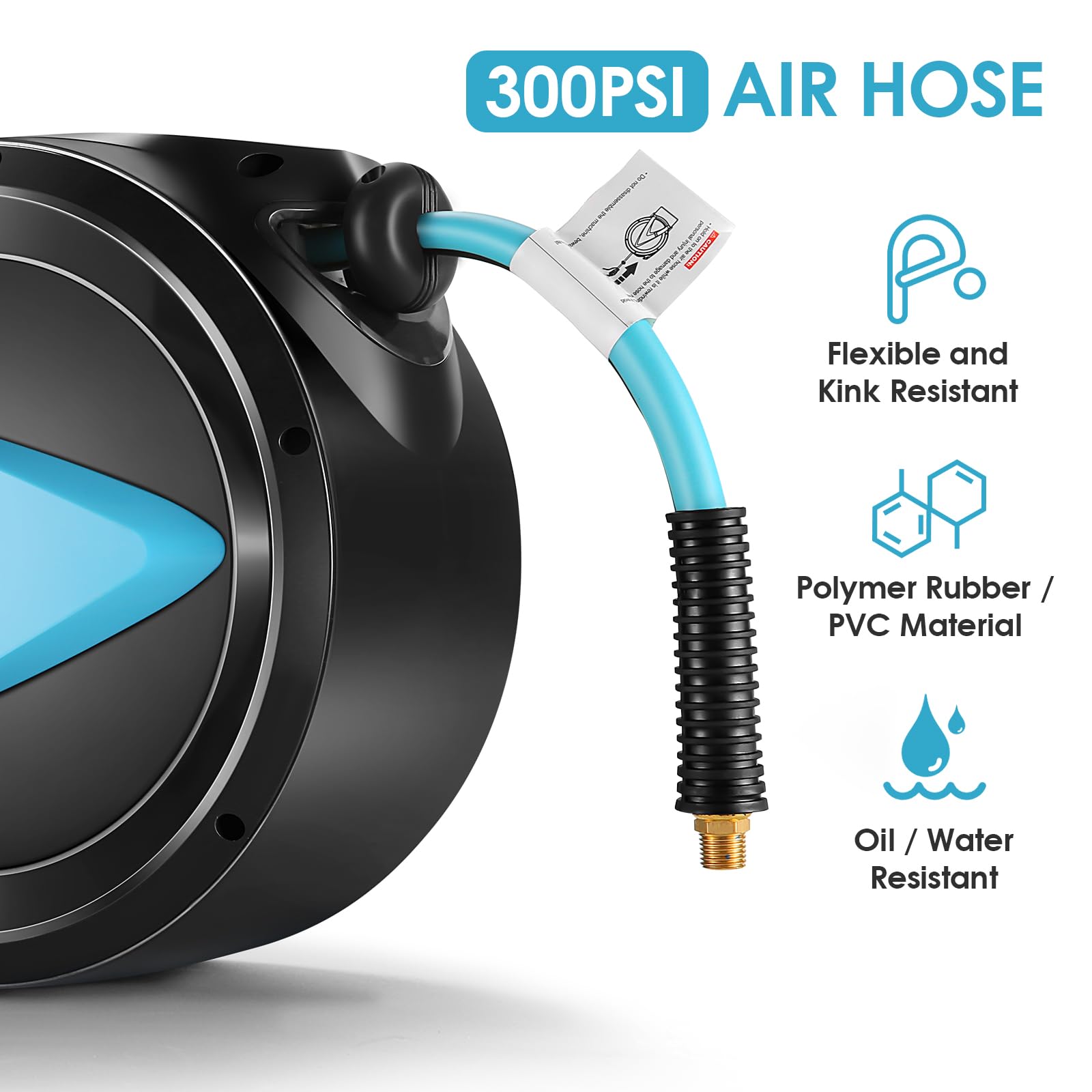 32FT + 9.8FT Retractable Air Hose Reel, Ceiling/Wall Mount Penumatic