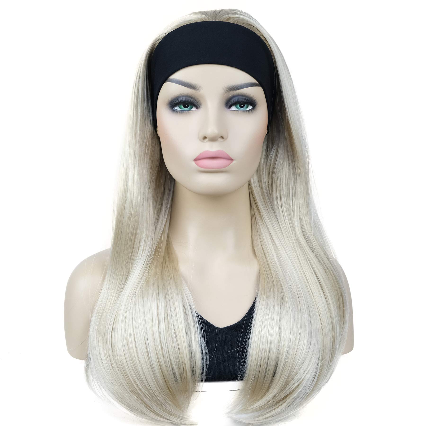 Lydell Long 3/4 Women's wigs hairpiece Straight with Adjust Black Headband wig Synthetic Hair (#122)