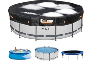 Enzeno 15 Ft Round Pool Cover, Above Ground Solar Pools Covers, Stock Tank Pool Cover Protector with Vents, Round Hot Tub Cover for Waterproof and Dustproof (Black)