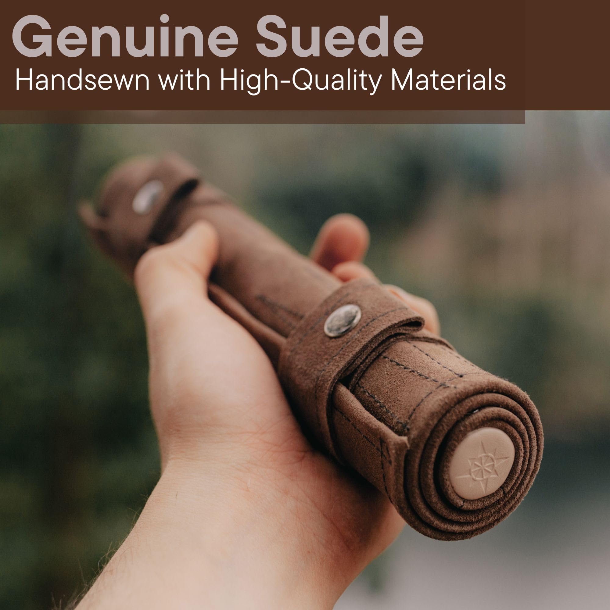 Sondergut Roll-up Portable Suede Backgammon Game Set - for Adults & Children - Ideal for RV Travel, Cruise, Airplane, Camping, Backpacking, Road Trips, Etc. Multiple Colors (Mocha)…