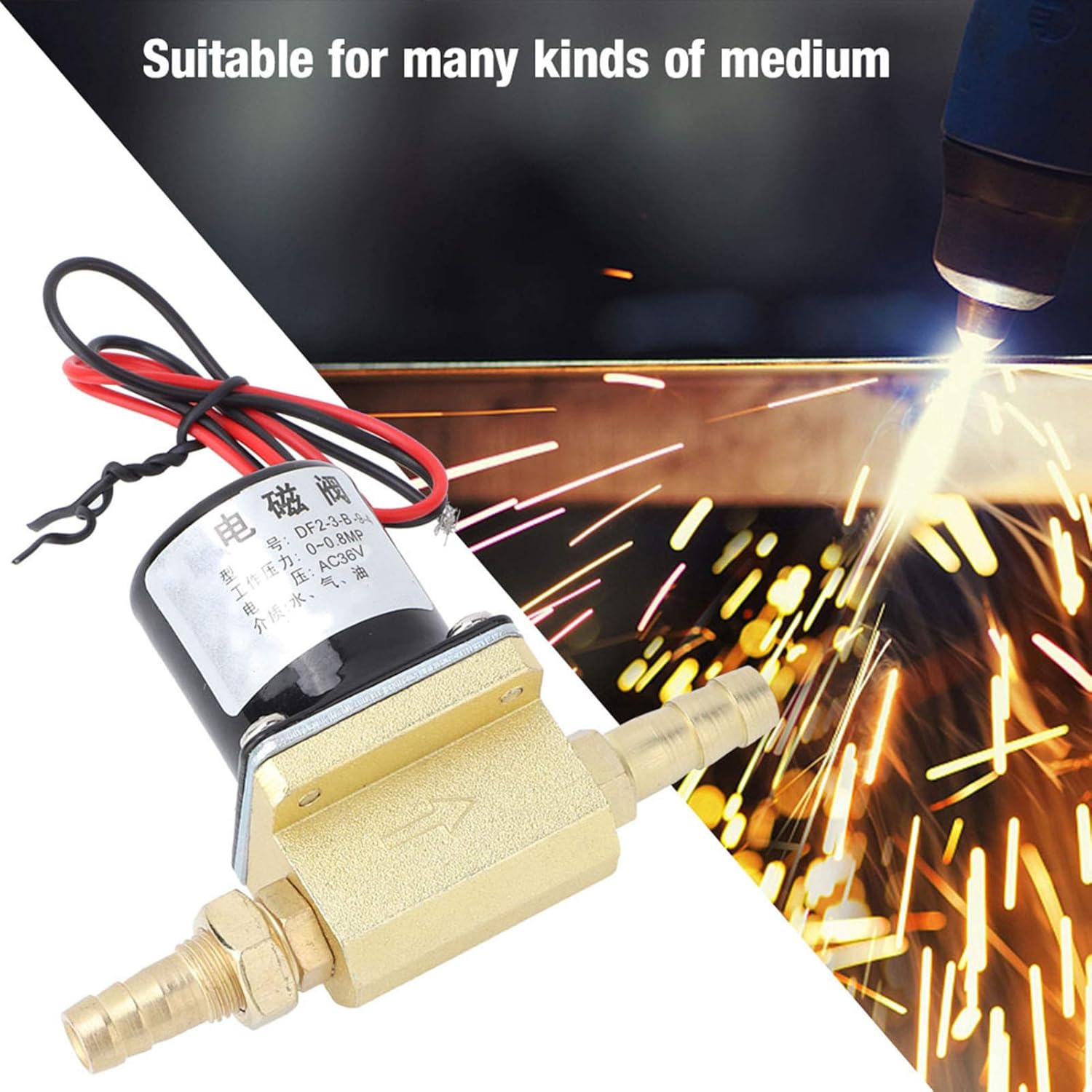 Welding Machine Solenoid Valve 0~0.8mpa 2 Way Brass Electric Solenoid Valve G1/8" Replacement Valve for Water Air Gas Oil(AC36V) - Image 5