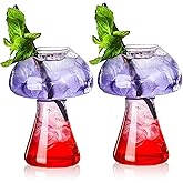 SuproBarware Wine Glasses Creative Mushroom Shaped Cocktail Drinks Glass Cup Set of 2 Clear 250ml/8.5oz for Party Novelty Drinking for KTV Bar Club (Transparent)