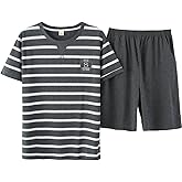 BYX SweetLeisure Big Boys Pajamas Set Soft Cotton Striped Tops with Shorts Pants Kids 8-16 Years