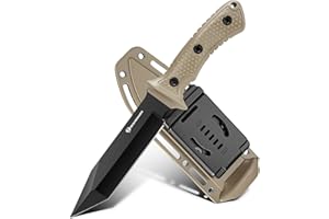 DRACHENADER 10.9" Camping Fixed Blade Knife W-S, 3Cr13MoV Stainless Steel Tanto Hunting Knife with Sheath for Hiking and Bush