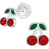 Cherry 925 Sterling Silver Stud Earrings, Ultra-Tiny Cartilage Jewelry