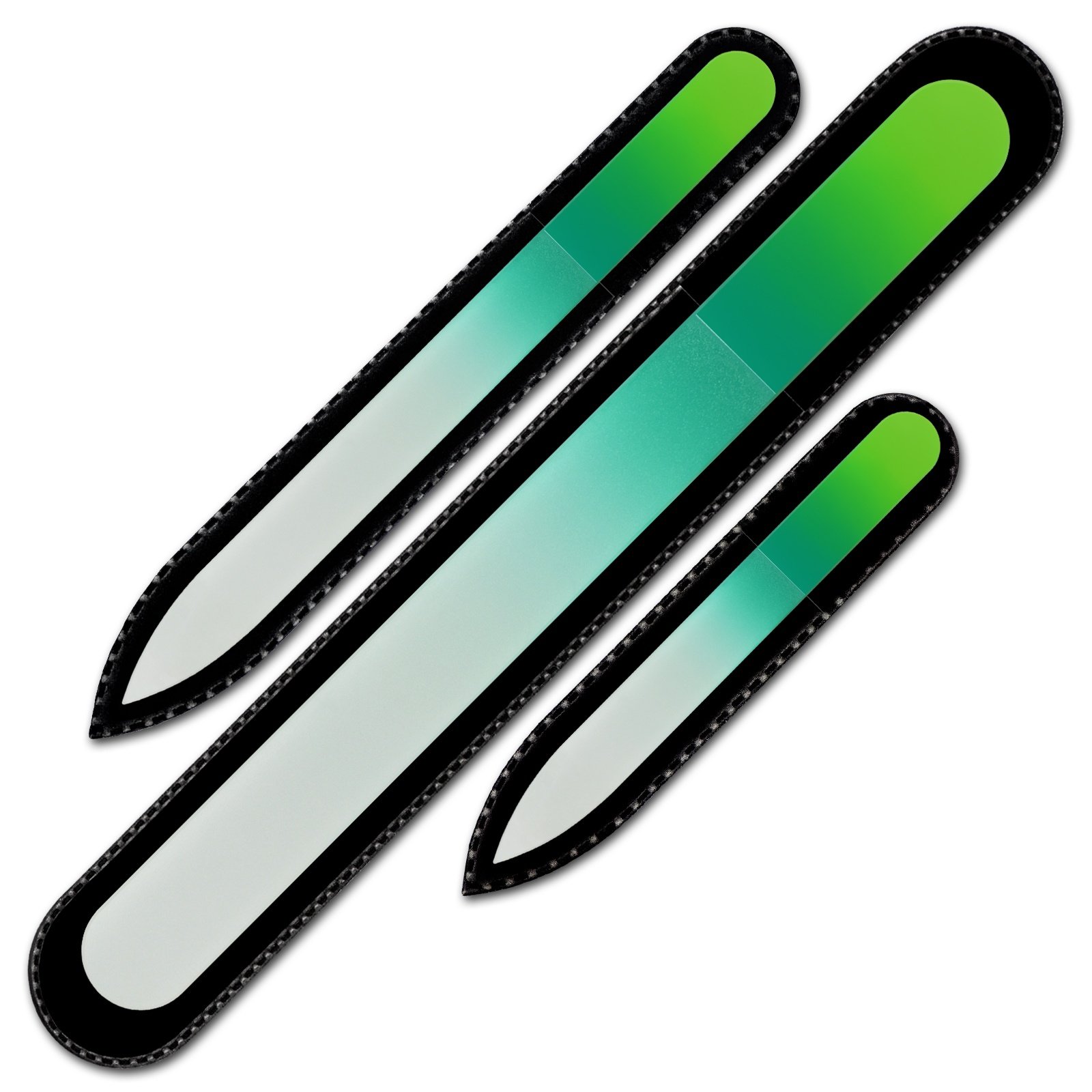 Beauty Glass Nail File - Mont Bleu Set of 3 Crystal Nail Files in Pouch - Genuine Czech Tempered Glass - Handmade Mother's Day Gifts - Nail Files Prime for Manicure Tool Kit