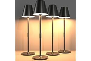 Timjorman LED CordlessTable Lamp,4000mAh Rechargeable Battery Desk lamp,3 Level Brightness Beside Night Light, Minimalist Design, for Couple Dinner/Coffee Table/Restaurant/Bedroom(Black 4pack)
