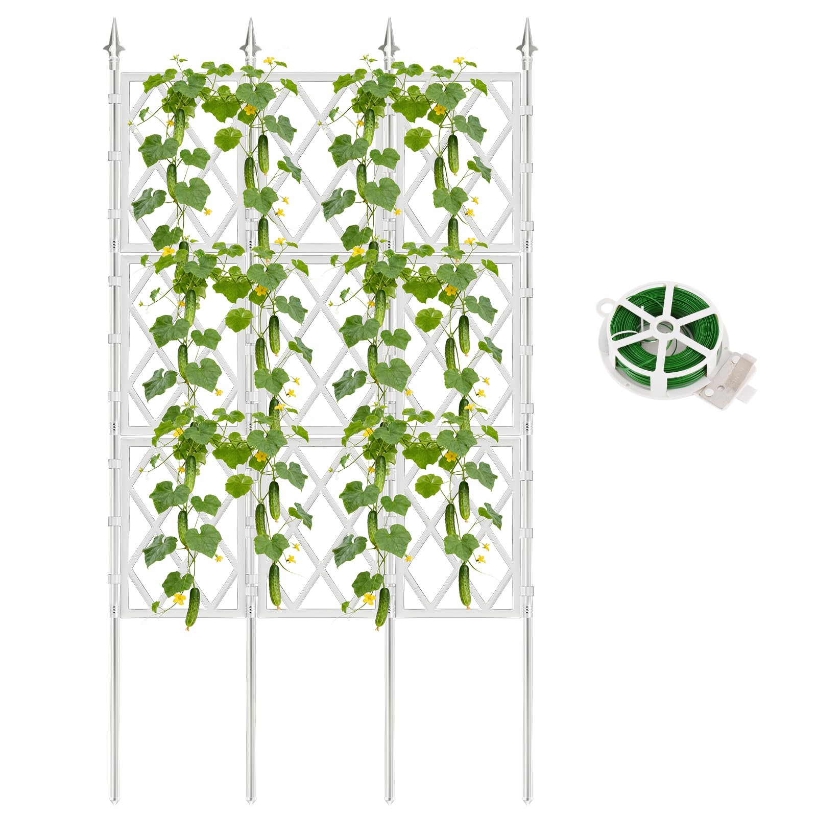 Photo 1 of **FOR PARTS/ MISSING PIECES** 5.25FT Garden Trellis for Climbing Plants Outdoor,White Iron Pipe Support Fence,Metal Wall Lattice Climbing Frame for Potted Plants Indoor for Ivy Vines Vegetable Flower, Patio, Lawn, Yard, Backyard