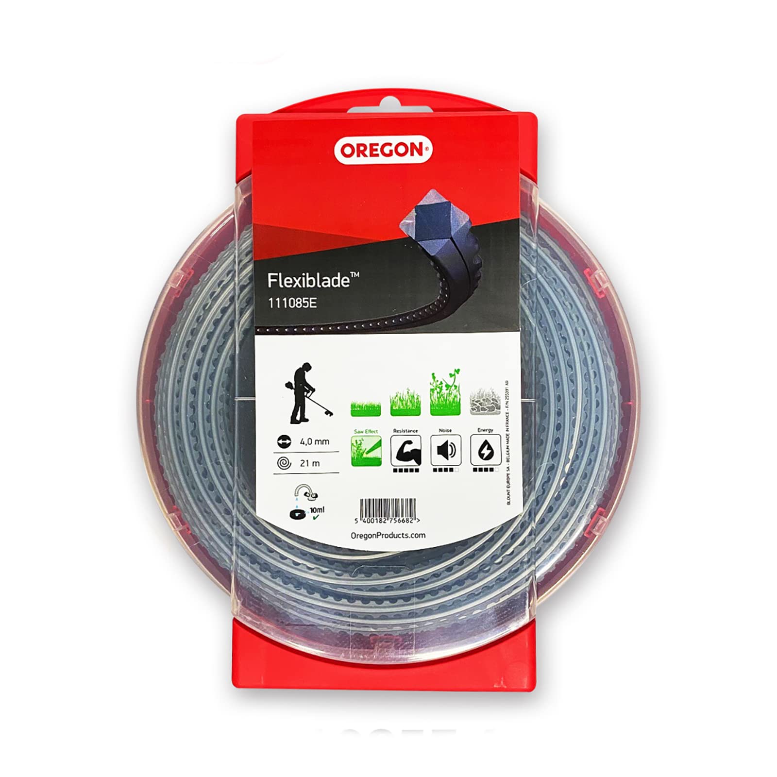 Oregon Serrated 4mm Strimmer Line, Tackles Thick Grass, Weeds, Tough Vegetation & Brambles, Professional Heavy Duty Durable Strimmer Wire, Fits Most Standard Models, 4.0 mm x 21 m (111085E)