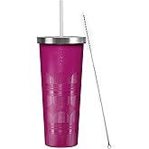 bzyoo SUP Vacuum Insulated Tumbler with Straw and Lid Stainless Steel Water Bottle Cold Drink Travel Mug Cup Gifts For Him & Her 24oz (710ml) Color: Scribe Purple