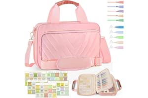 LEMOOBOLSA Bible Cover Case for Women, Large Quilted Bible Bag with Bible Study Supplies 5*Sticker & 5*Highlighter & 5*Pen, Stylish Church Bag Journaling Kit, Mothers Day Christian Gifts (Pink)