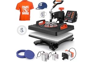 PeakPursuit 6-in-1 Multifunction Heat Press Machine 12"X15" – 360° Swing-Away Design, Dual-Tube Heating, Sublimation Combo fo