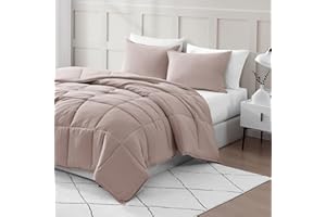 King Size Comforter Set - Goose Down Alternative – Washed Ultra-Soft - Premium All Season Warmth Bedding Set (King, Sepia Ros