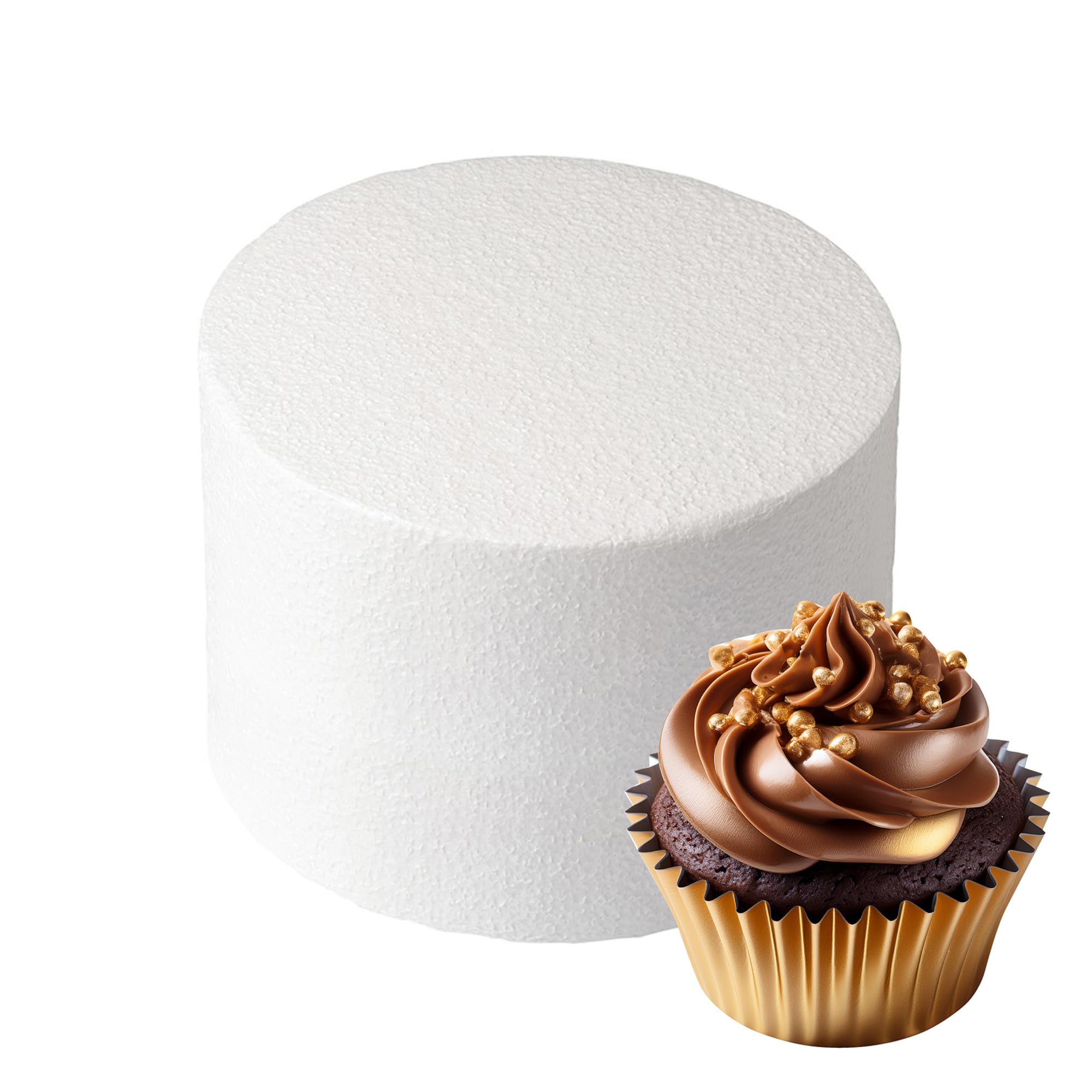 Culpitt 4" x 3" Round Cake Dummy, Straight Edge Cake Form, Practice Cake Decorating or Use for Creating Long-Lasting Displays, Smooth Polystyrene