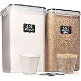 WHITE FEATHER SUPPLIES 2 PC [6.5L / 220 Oz] Large Food Storage Containers with Lids Airtight - BPA Free Clear Plastic Kitchen and Pantry Storage Containers, Bulk Storage for Cereal, Flour, Sugar, Rice